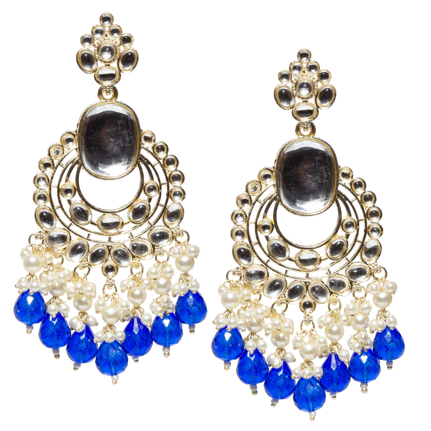 Bindhani-Gold-Plated-Blue-Color-Beads-Kundan-Earrings-For-Women-and-Girls