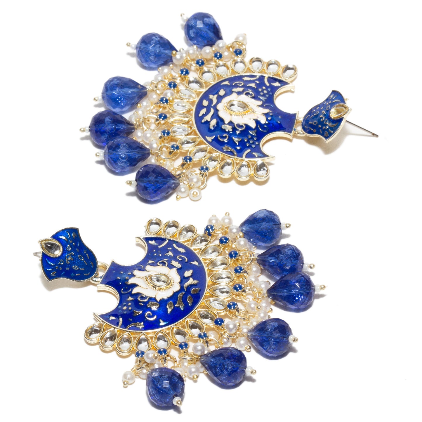 Bindhani-Gold-Plated-Blue-Color-Drop-Meenakari-Kundan-Earrings-For-Women-and-Girl