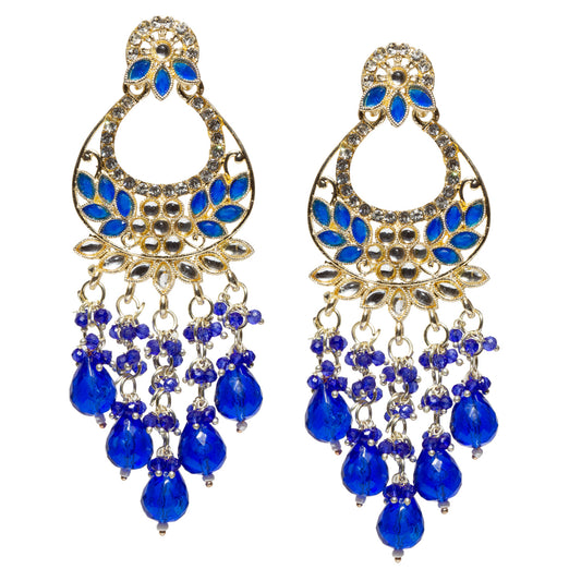 Bindhani-Gold-Plated-Blue-Color-Kundan-Long-Earrings-For-Women-and-Girls