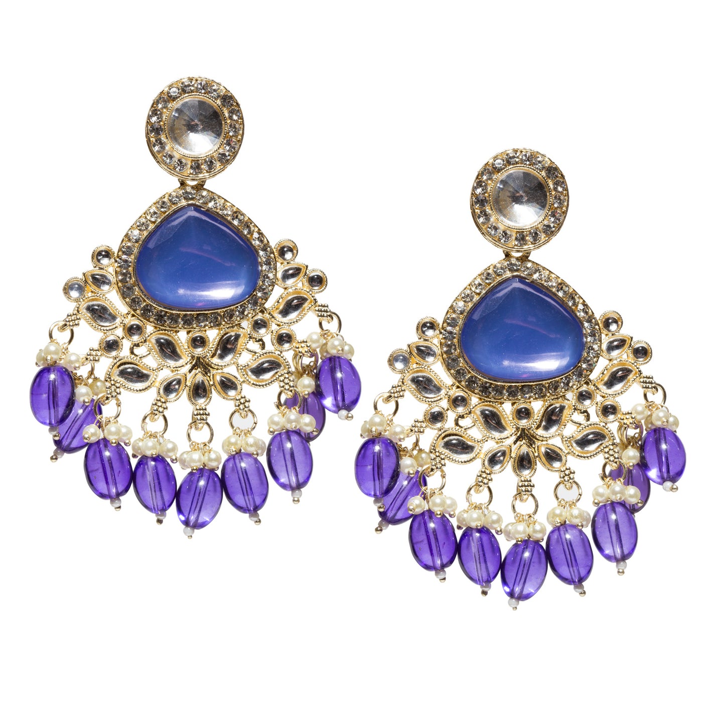 Bindhani-Gold-Plated-Blue-Drops-Kundan-Stone-Earrings-Women-and-Girls