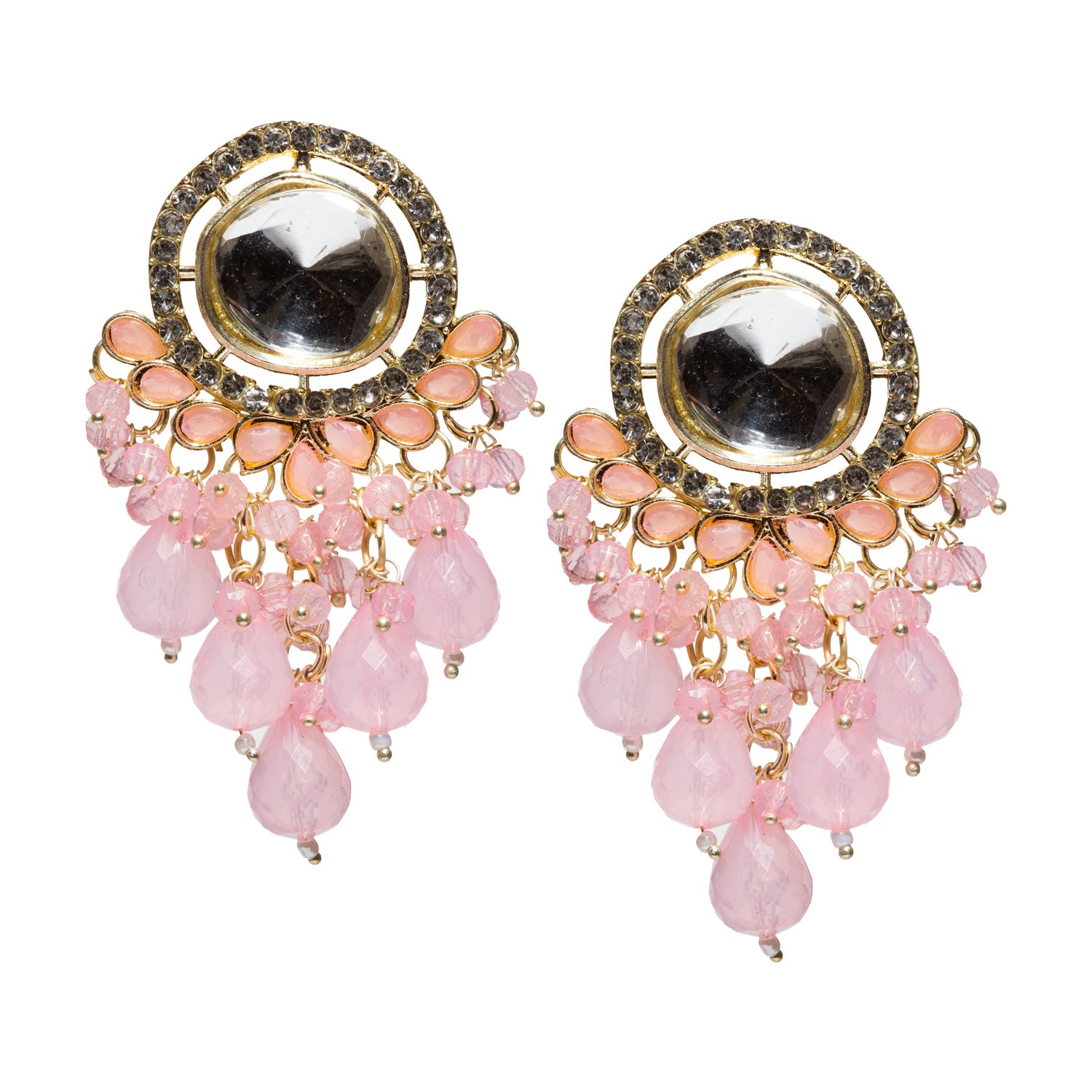 Bindhani-Gold-Plated-CZ-Stone-Baby-Pink-Drop-Earrings-For-Women-and-Girls