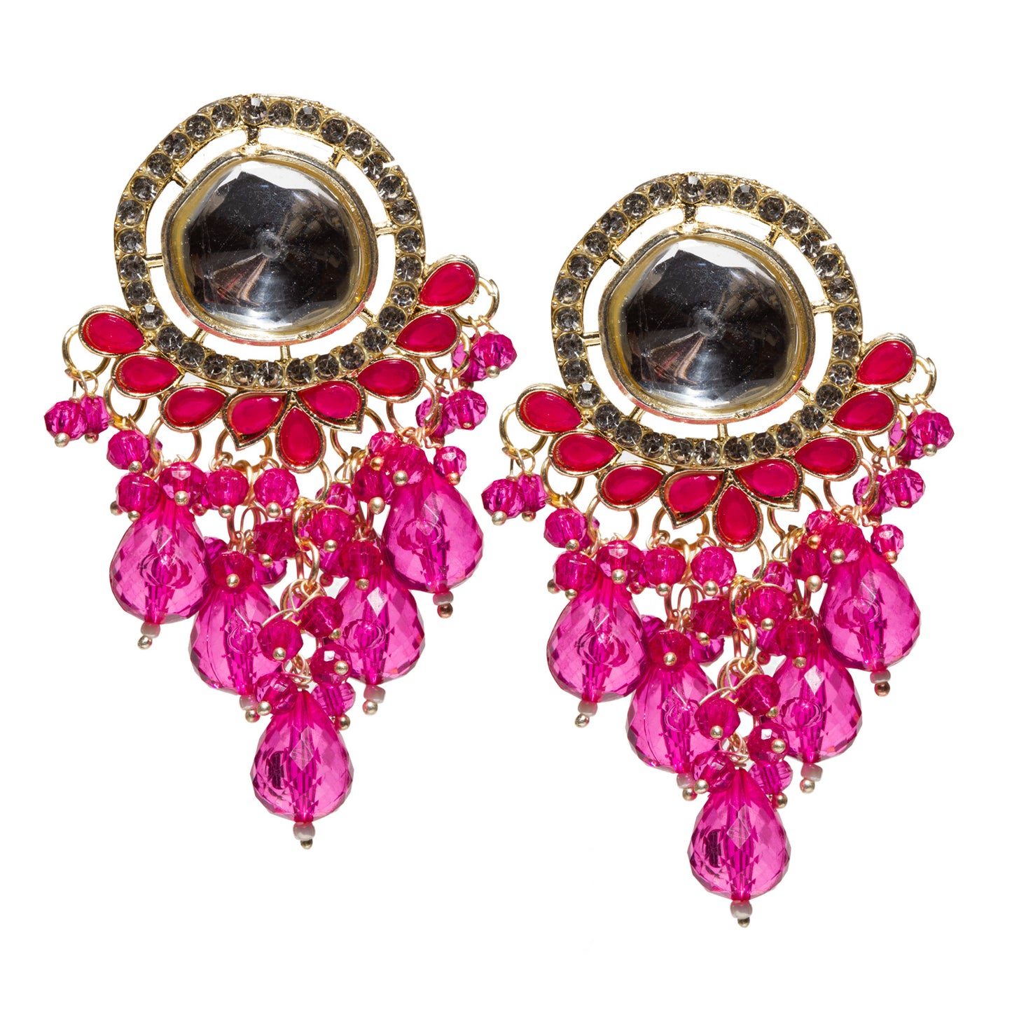 Bindhani-Gold-Plated-CZ-Stone-Rani-Pink-Drop-Earrings-For-Women-and-Girls