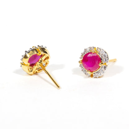 Bindhani-Gold-Plated-Faux-Ruby-Cubic-Zirconia-CZ-Studs