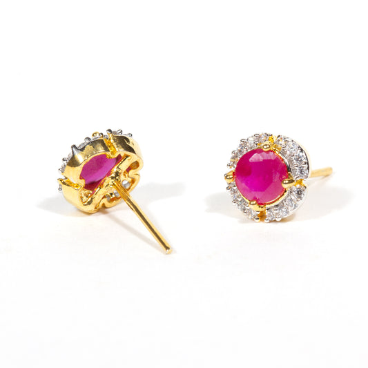 Bindhani-Gold-Plated-Faux-Ruby-Cubic-Zirconia-CZ-Studs