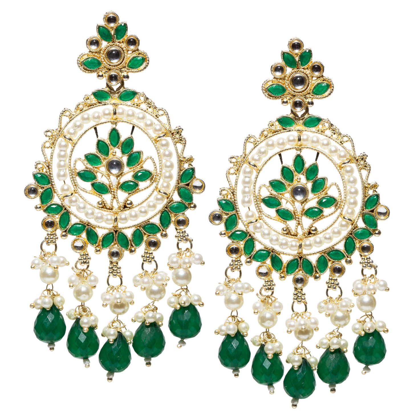 Bindhani-Gold-Plated-Green-Color-Drop-Kundan-Stone-Chandbali-Earrings-For-Women-and-Girls