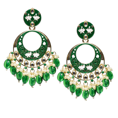 Bindhani-Gold-Plated-Green-Drop-Kundan-Dangler-Meenakari-Earrings-For-Women-and-Girls