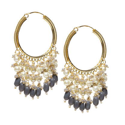 Bindhani-Gold-Plated-Grey-Beaded-Pearl-Drops-Hoop-Earrings-For-Women-and-Girls