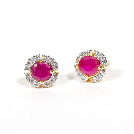 Bindhani-Gold-Plated-Indian-Faux-Ruby-Cubic-Zirconia-CZ-Studs-Earring