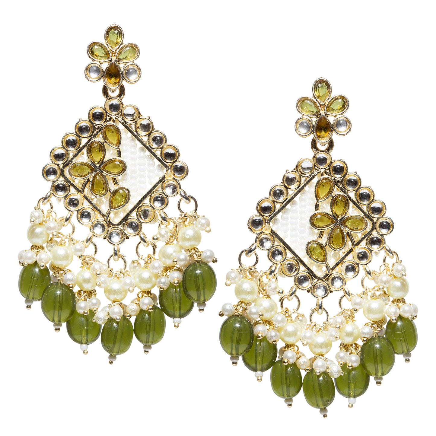 Bindhani-Gold-Plated-Kundan-Stone-Mehandi-Green-Drop-Dangler-Earrings-For-Women-and-Girls