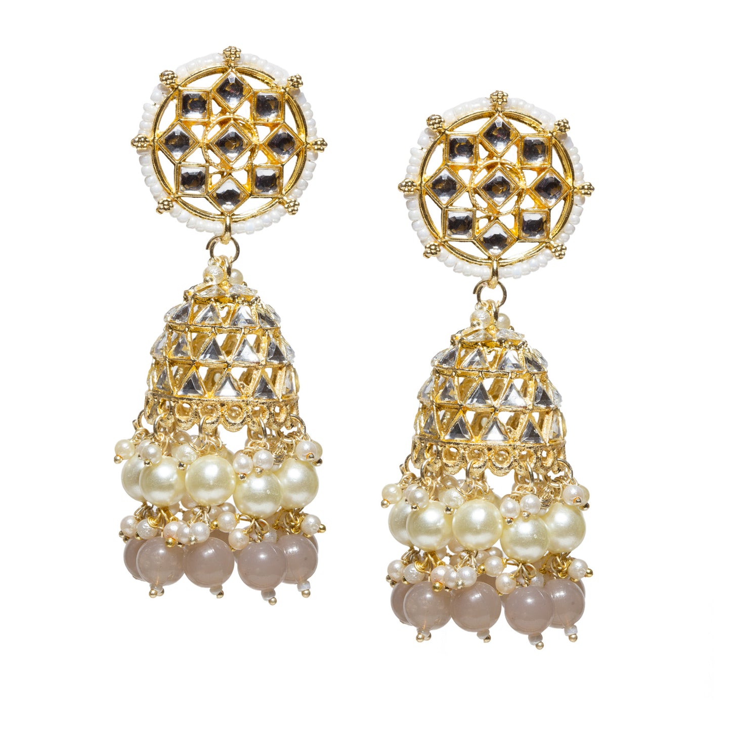 Bindhani-Gold-Plated-Kundan-Stone-Pearl-Drops-Beads-Grey-Color-Jhumka-Jhumaki-Earrings-For-Women-and-Girls