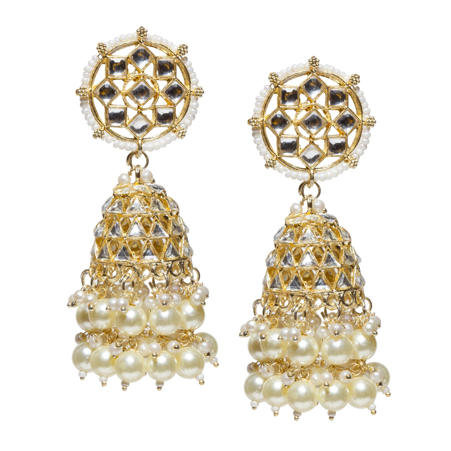 Bindhani-Gold-Plated-Kundan-Stone-Pearl-Drops-Beads-White-Color-Jhumka-Jhumaki-Earrings-For-Women-and-Girls