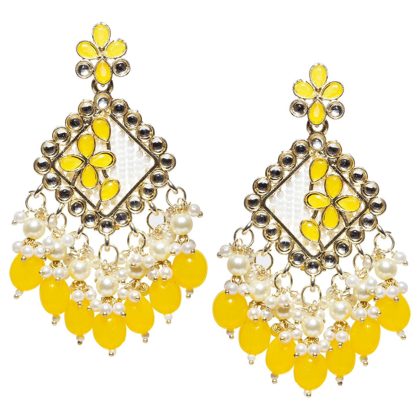 Bindhani-Gold-Plated-Kundan-Stone-Yellow-Drop-Dangler-Earrings-For-Women-Girls