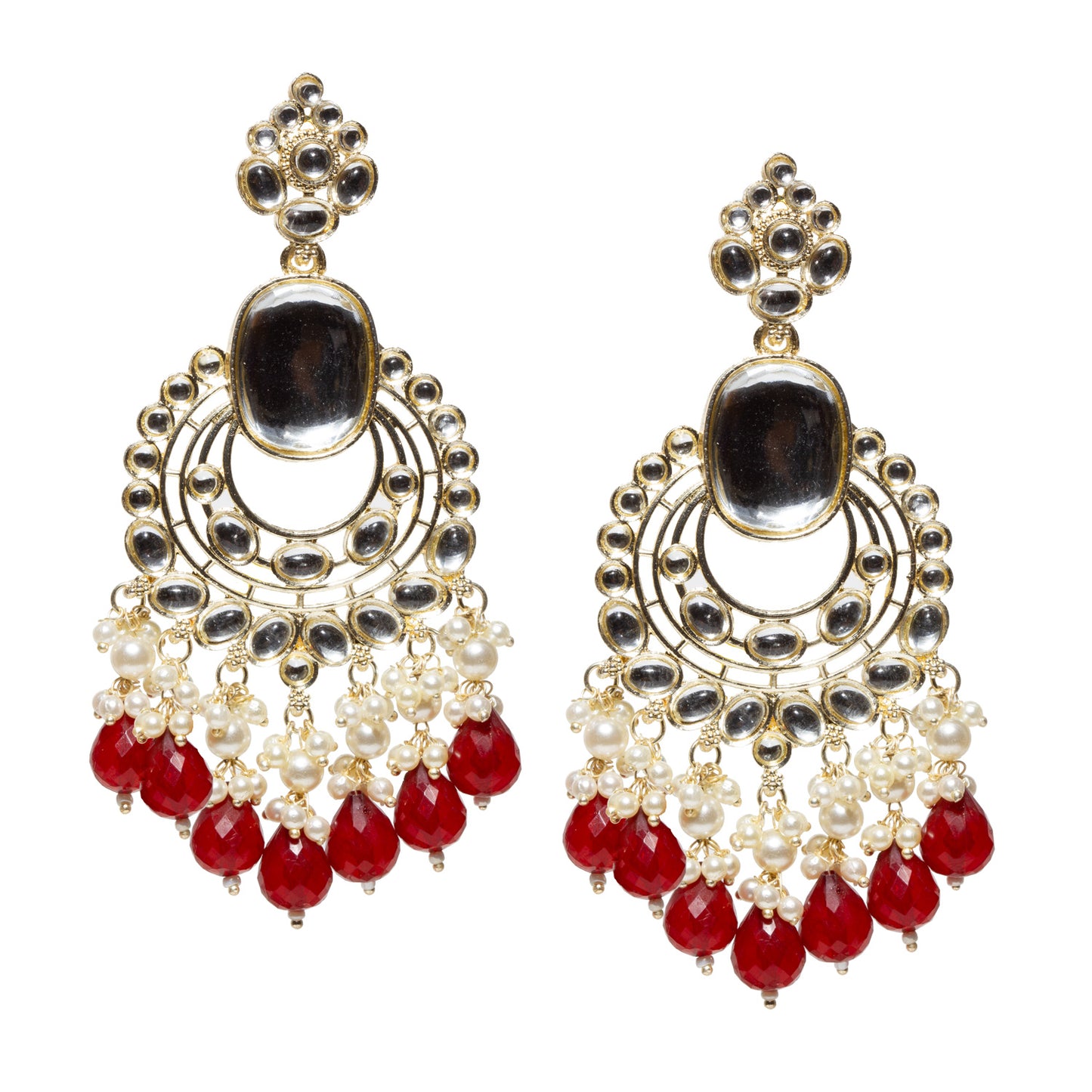 Bindhani-Gold-Plated-Maroon-Color-Long-Kundan-Earrings-For-Women-and-Girls