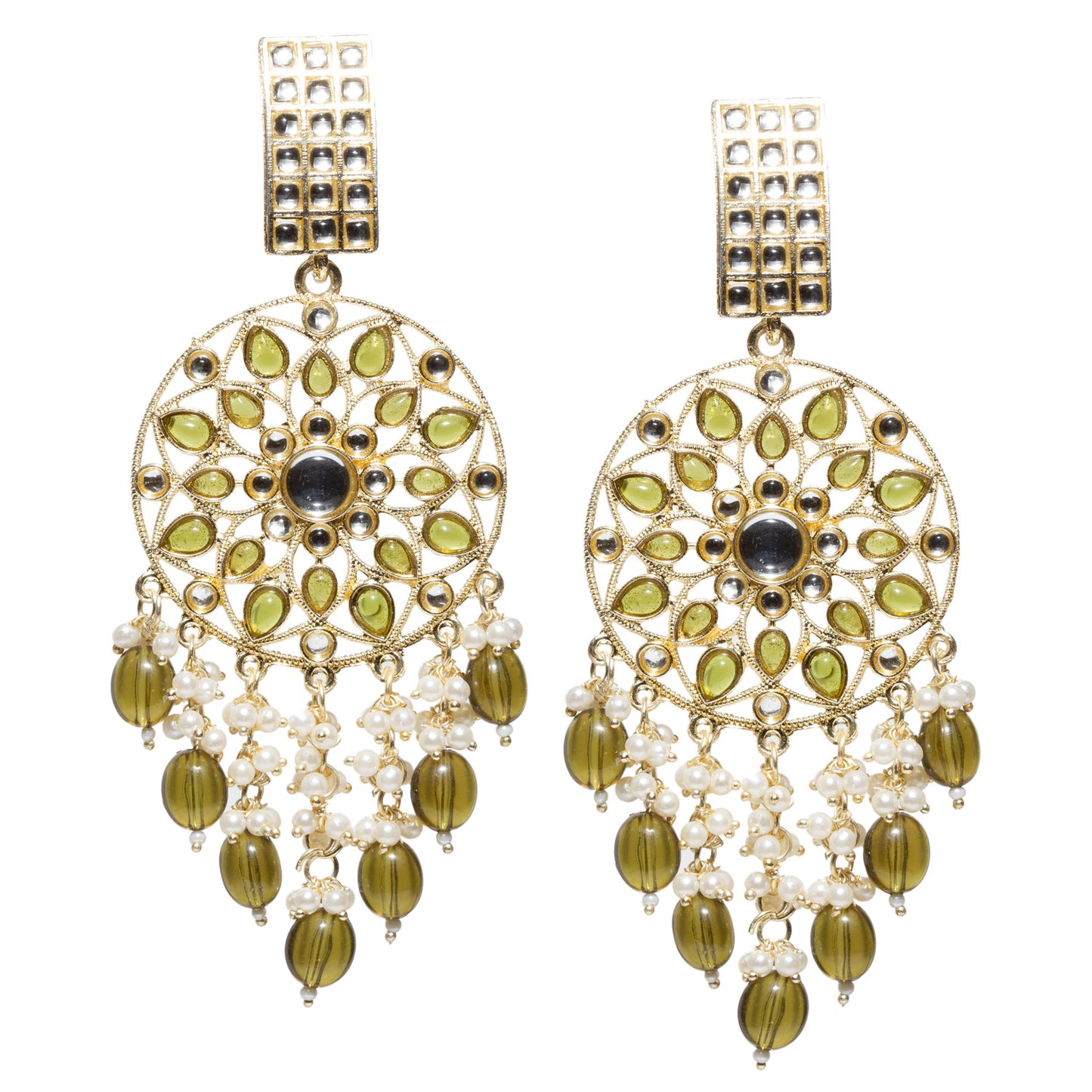 Bindhani-Gold-Plated-Mehandi-Green-Drops-Kundan-Stone-Earrings-For-Women-and-Girls