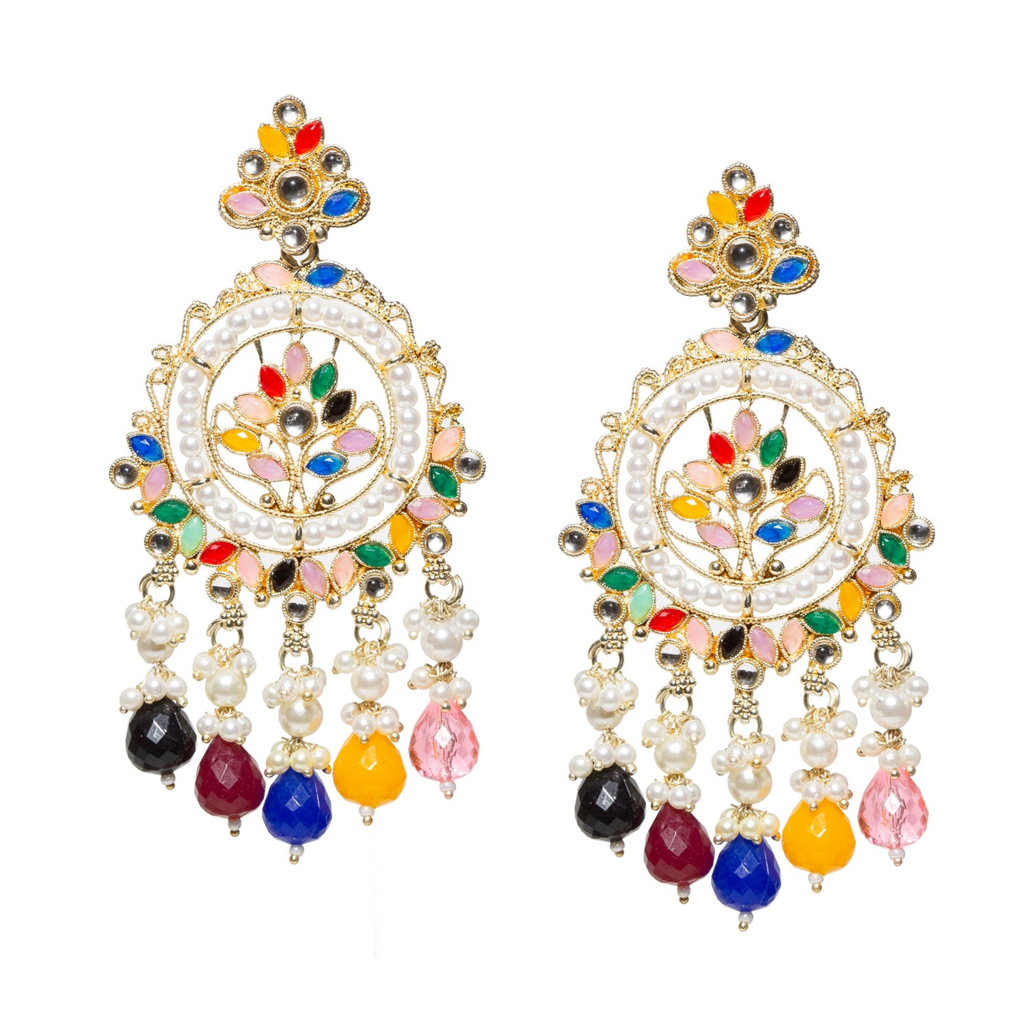 Color Stone Wedding Earrings