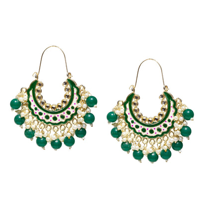 Meenakari Chandbali Hoop Earrings