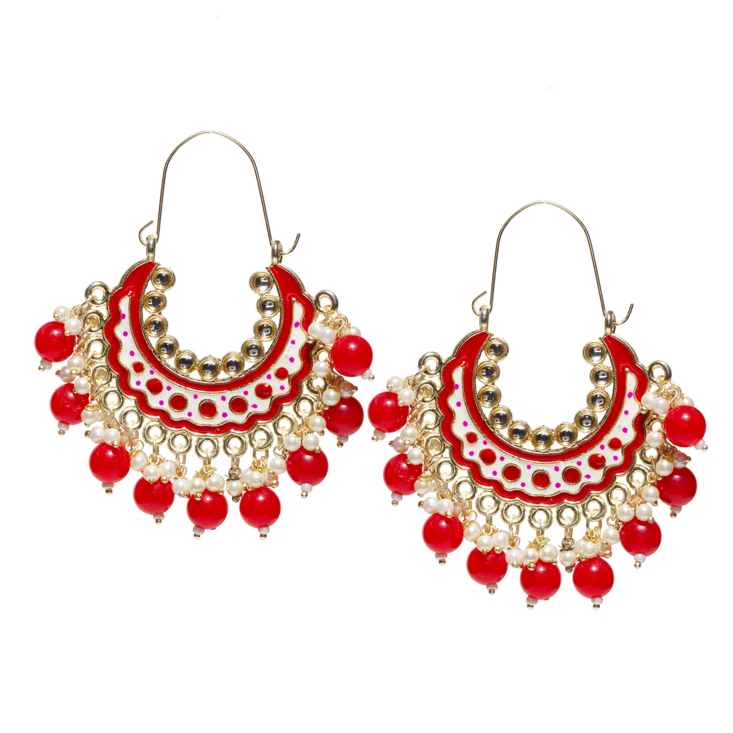 Meenakari Chandbali Hoop Earrings