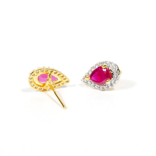 Bindhani-Gold-Plated-Pink-AD-Stones-Tilak-Studs-Earrings-for-women