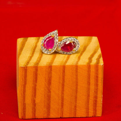 Bindhani-Gold-Plated-Pink-AD-Stones-Tilak-Studs-Earring