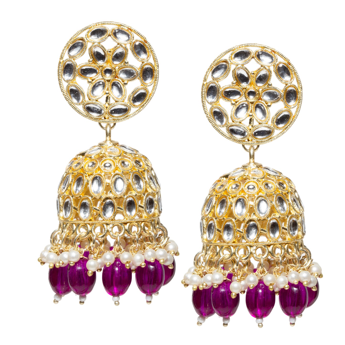 Bindhani-Gold-Plated-Purple-Color-Drop-Kundan-Jhumka-Earrings-For-Women-and-Girls