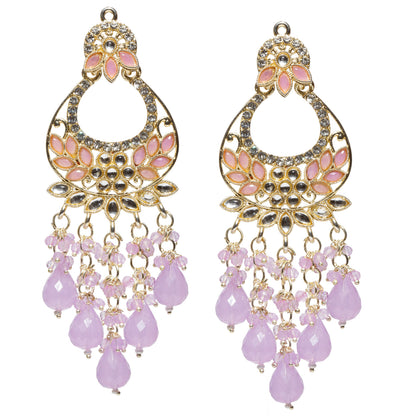 Bindhani-Gold-Plated-Purple-Color-Kundan-Long-Earrings-For-Women-and-Girls