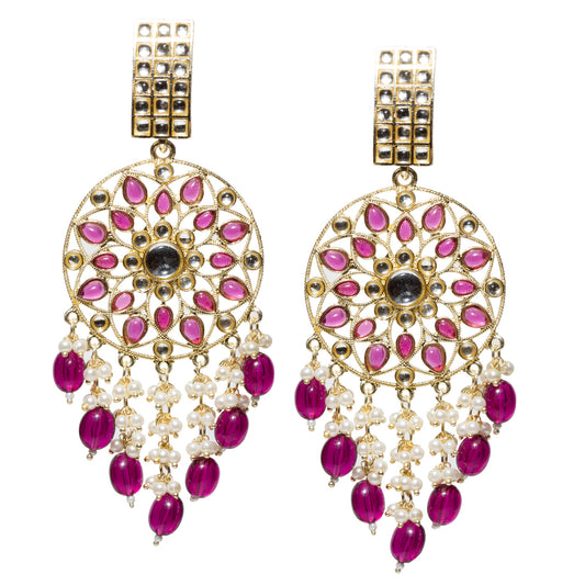 Bindhani-Gold-Plated-Purplewine-Drops-Kundan-Stone-Earrings-For-Women-and-Girls