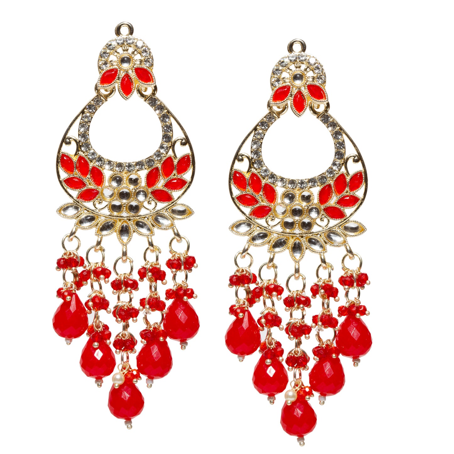 Bindhani-Gold-Plated-Red-Color-Kundan-Long-Earrings-For-Women-and-Girls