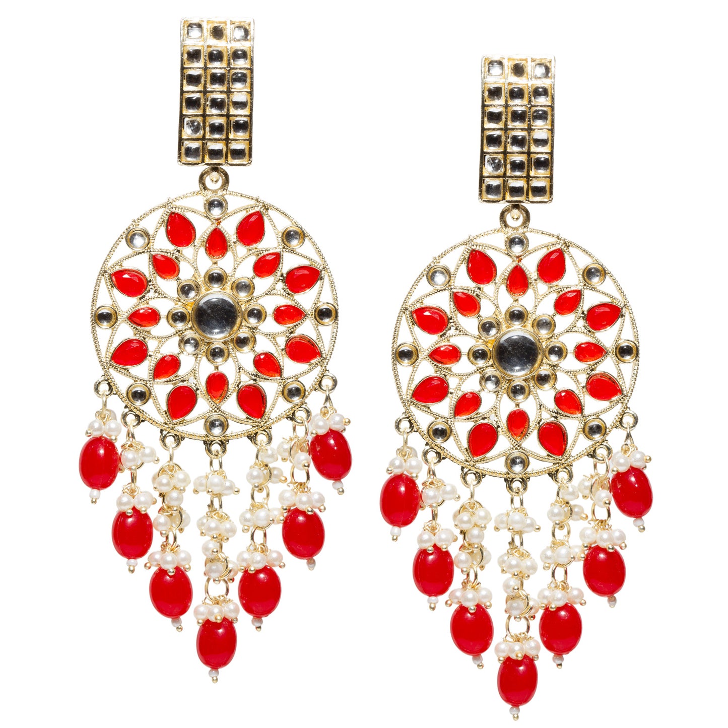 Bindhani-Gold-Plated-Red-Drops-Kundan-Stone-Earrings-For-Women-and-Girls