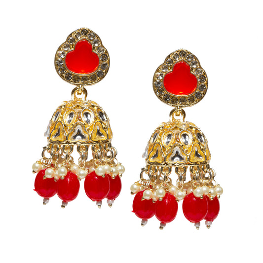 Bindhani-Gold-Plated-Red-Drops-Stone-Kundan-Jhumka-Earrings-For-Women-and-Girls