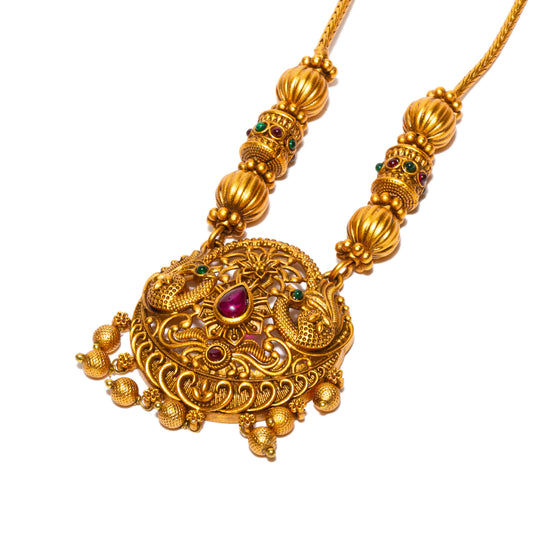 Bindhani-Gold-Plated-South-Indian-Purple-Stone-Beads-Necklace-Pendant-Set-For-Women-Girls