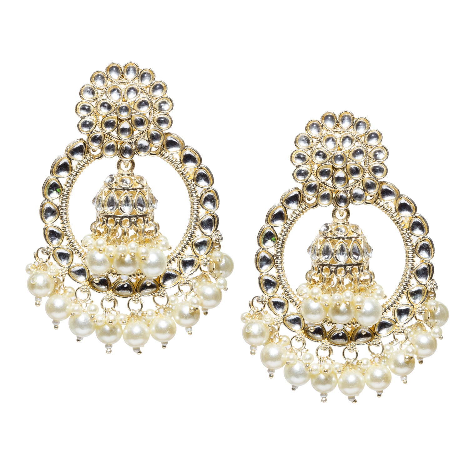 Bindhani-Gold-Plated-White-Kundan-Jhumka-Earrings-For-Women-and-Girls