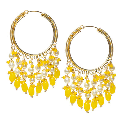 Bindhani-Gold-Plated-Yellow-Beaded-Pearl-Drops-Hoop-Earrings-For-Women-and-Girls