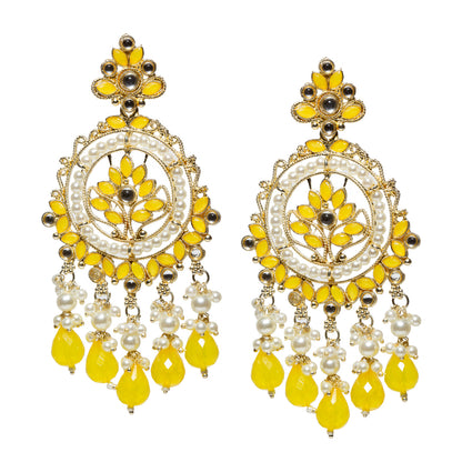 Bindhani-Gold-Plated-Yellow-Color-Drop-Kundan-Stone-Chandbali-Earrings-For-Women-and-Girls