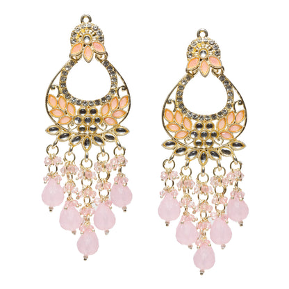 Bindhani-Gold-Plated-baby-pink-Color-Kundan-Long-Earrings-For-Women-and-Girls