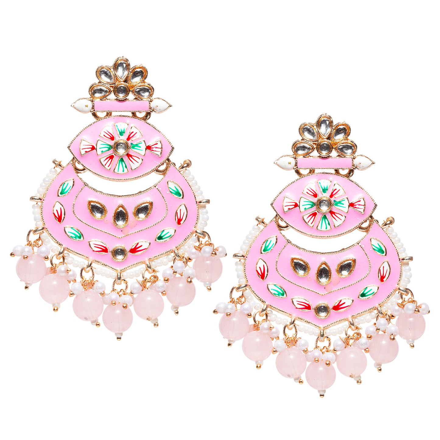 Bindhani-Gold-plated-Baby-Pink-Color-Meenakari-Earrings-For-Women-and-Girls