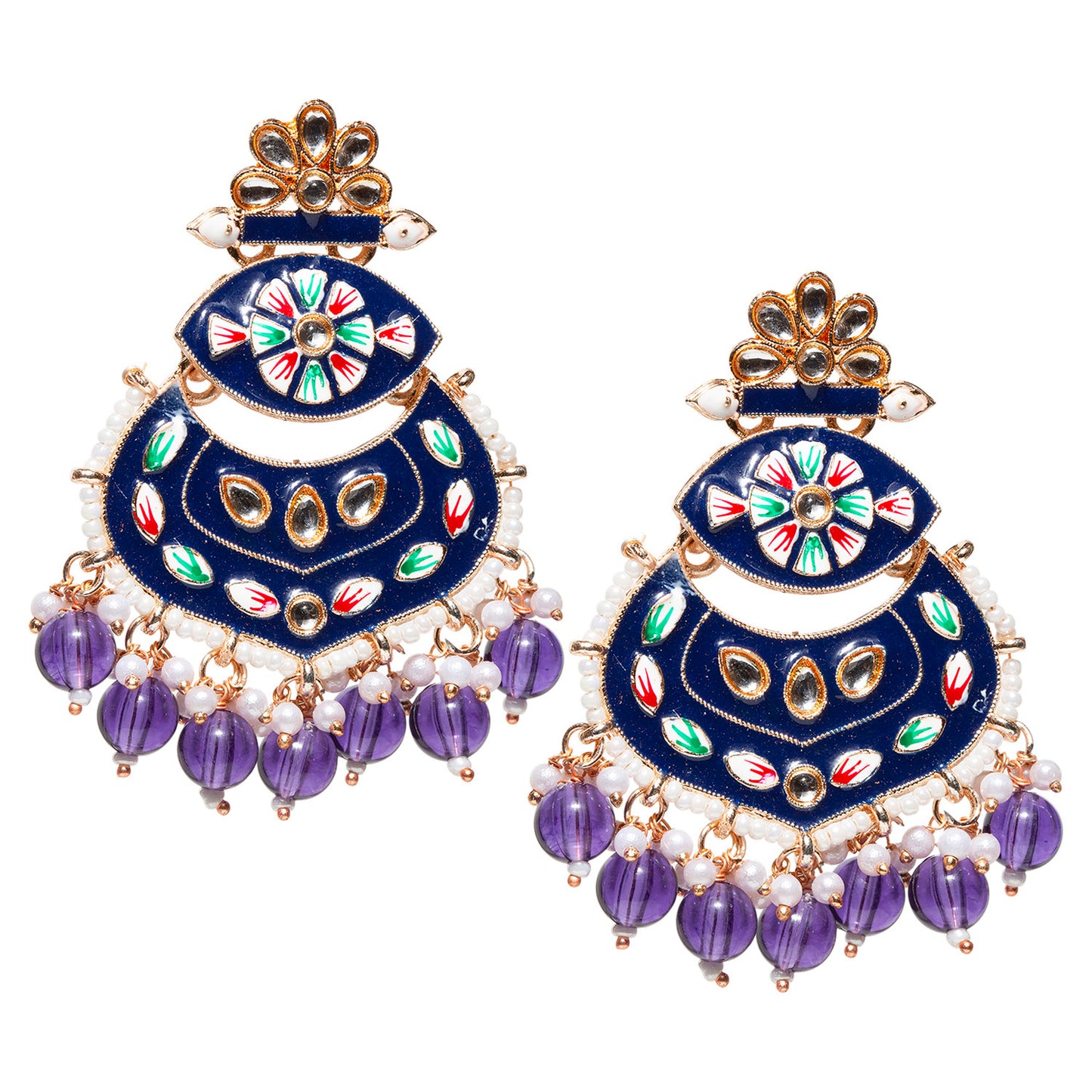 Bindhani-Gold-plated-Blue-Color-Meenakari-Earrings-For-Women-and-Girls