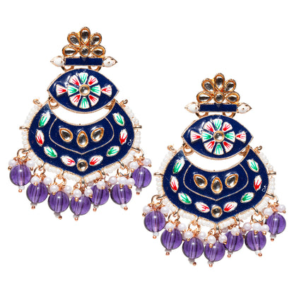 Bindhani-Gold-plated-Blue-Color-Meenakari-Earrings-For-Women-and-Girls