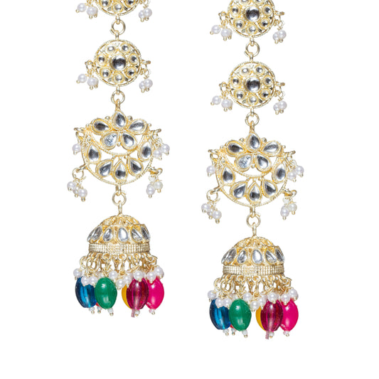 Kashmiri Jhumka Earrings With Ear Chain