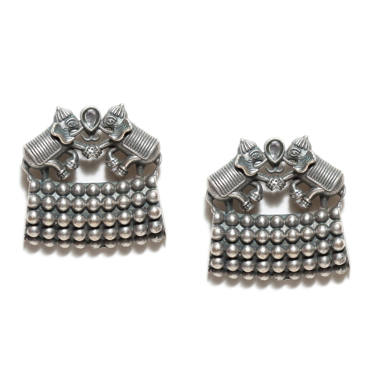 Bindhani-Kundan-Elephant-Oxidized-Earrings