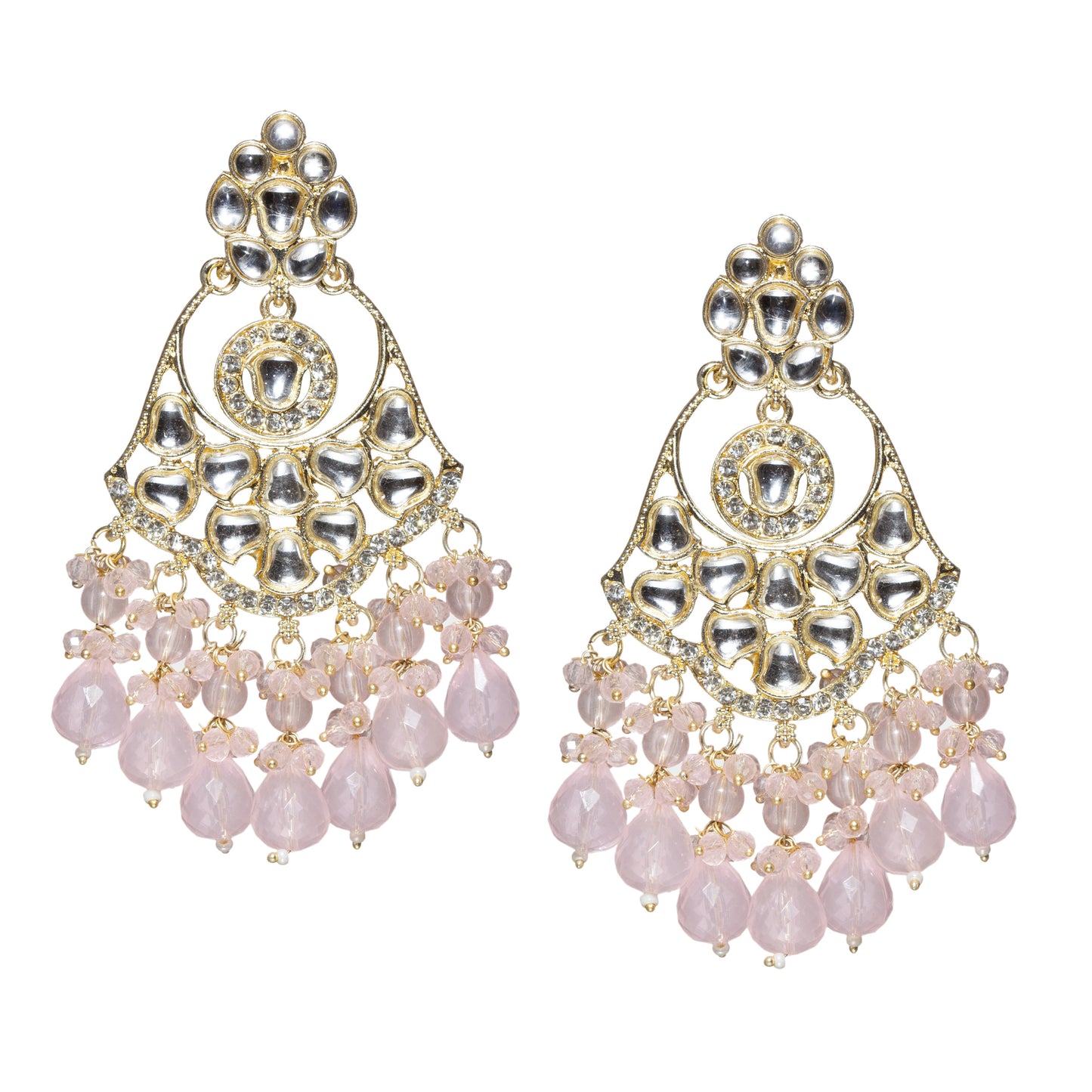 Kundan Stone Color Drop Large Earrings