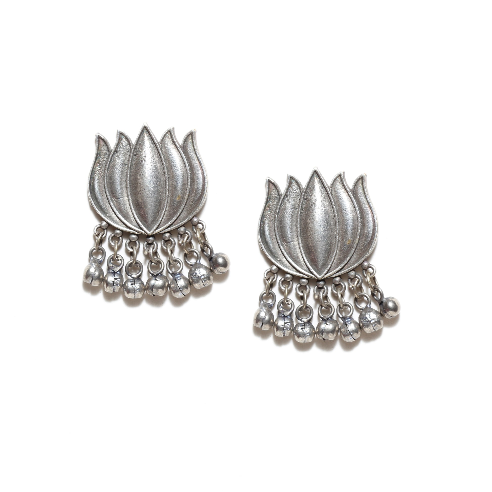 Bindhani lotus statement medium size stud earrings for women
