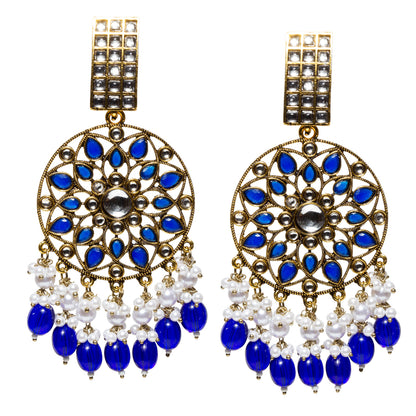 Bindhani-Mehandi-Antique-Gold-Plated-Blue-Drops-Kundan-Stone-Earrings-For-Women-and-Girls