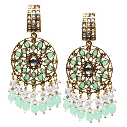 Bindhani-Mehandi-Antique-Gold-Plated-Mint-Green-Drops-Kundan-Stone-Earrings-For-Women-and-Girls