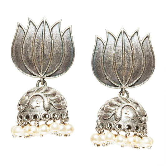 Buy Bindhani Women's Earrings Silver-Toned Oxidised Kan ka Jhumki
