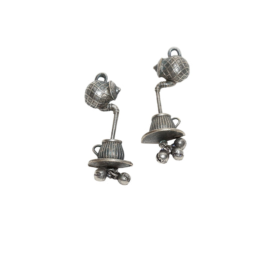 Bindhani-Oxidized-Brass-Silver-Trending-Latest-Stylish-Boho-Chai-Ketli-Stud-Earrings