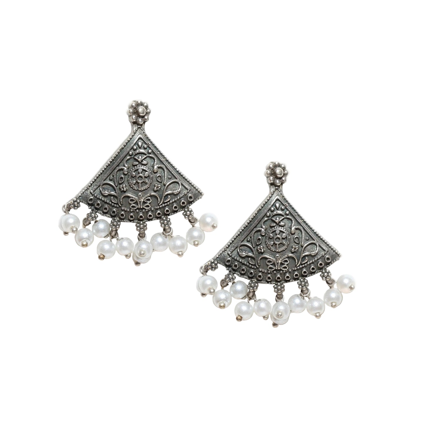 Bindhani-Oxidized-White-Beads-Silver-Dangle-Earrings-for-Women