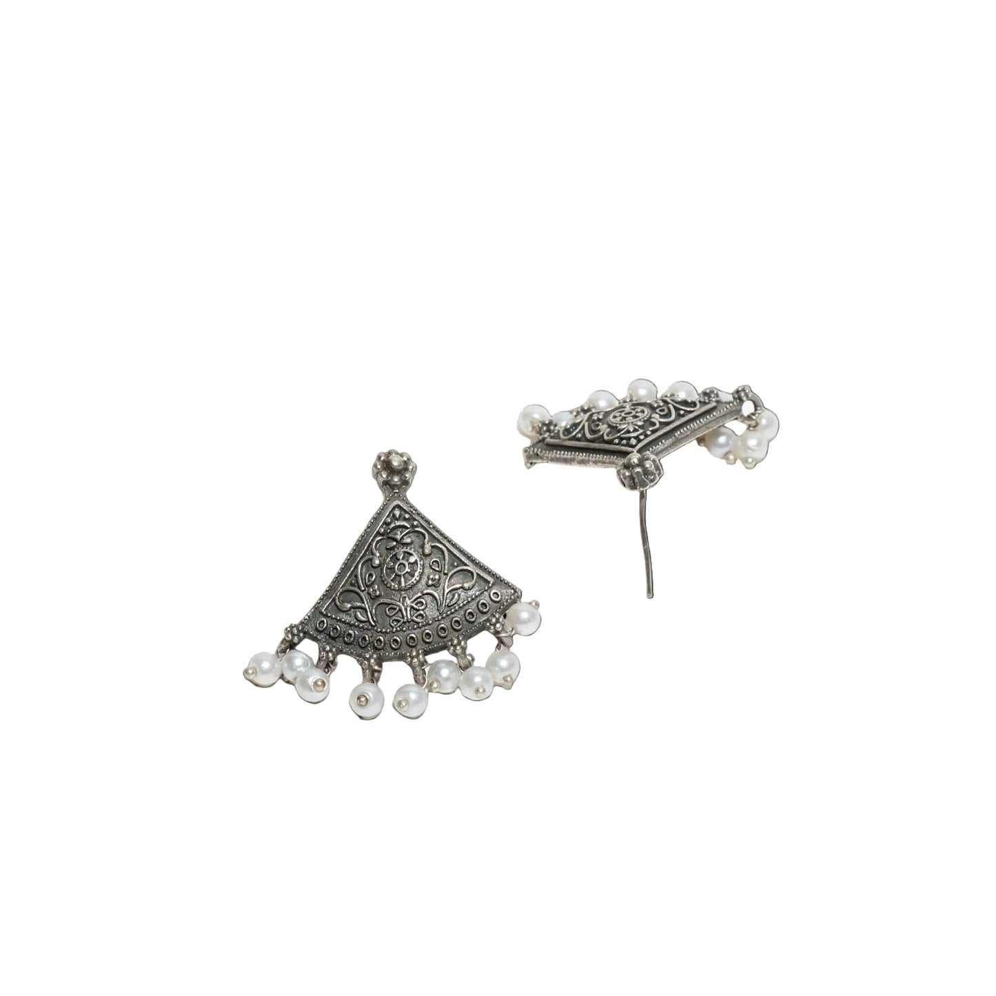 Bindhani Oxidised-White-Beads-Silver-Earrings-for-Wmen