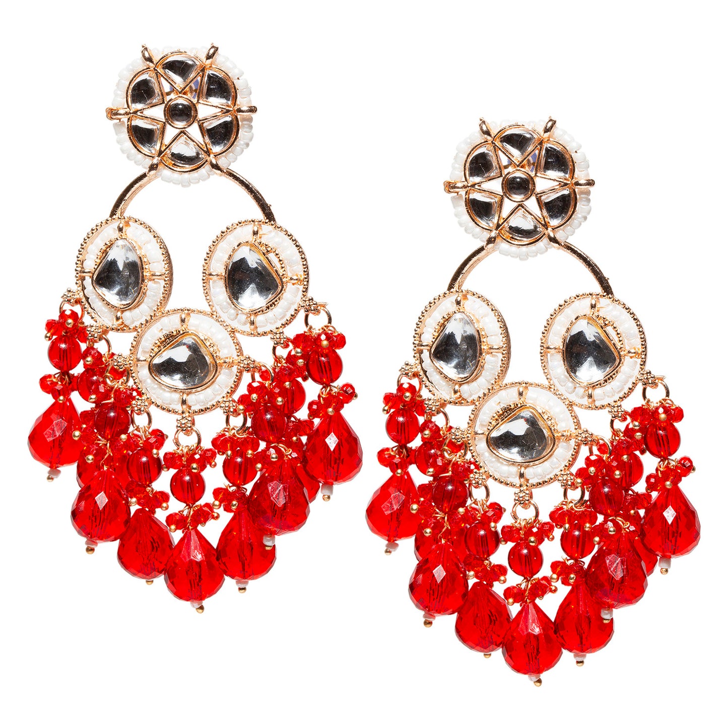 Bindhani-Red-Color-Drop-Long-Kundan-Earrings-For-Women-and-Girls