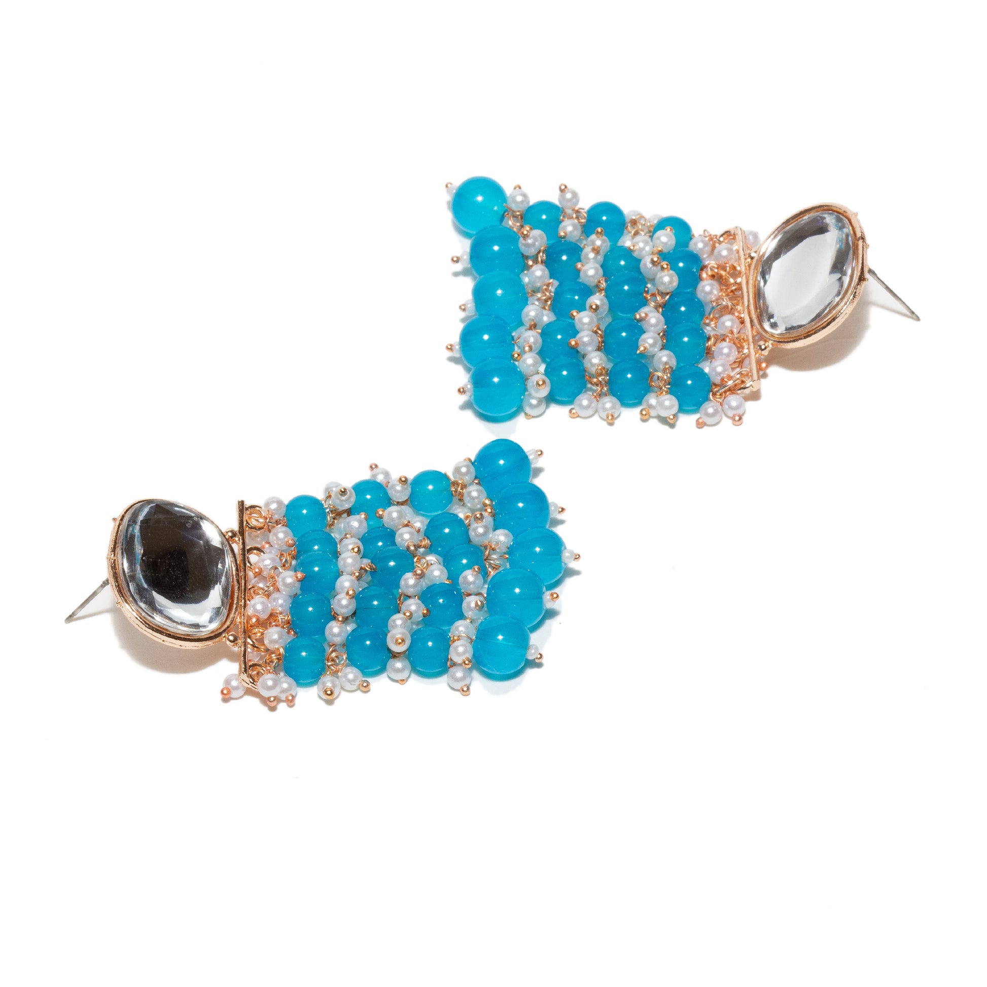 Bindhani-Rose-Gold-Plated-Hanging-Crystal-Drops-Big-Stone-Blue-Tassel-Earrings-For-Women-Girls