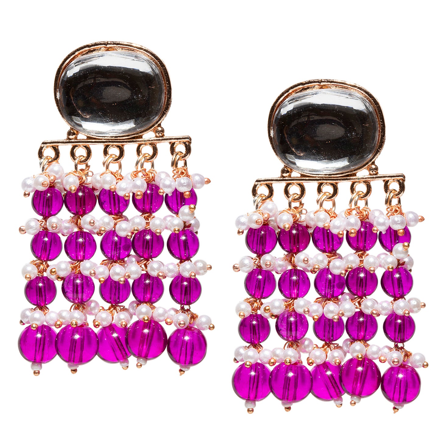 Bindhani-Rose-Gold-Plated-Hanging-Crystal-Drops-Big-Stone-Purple-Wine-Tassel-Earrings-For-Women-Girls